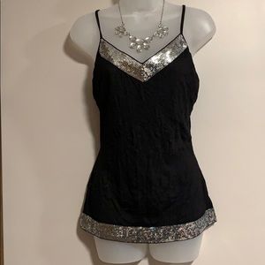 Spaghetti strap sequin tank
